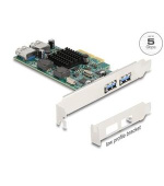 Delock PCI Express x4 karta na 2 x externí USB 5 Gbps Typ-A + 2 x interní USB 5 Gbps Typ-A, Duální - Low profile