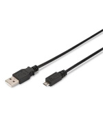 Digitus USB 2.0 connection cable, type  A - micro B M/M, 1.0m, USB 2.0 conform, bl