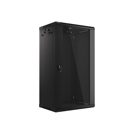 LANBERG 19" RACKOVÁ SKŘÍŇ PRO MONTÁŽ NA STĚNU 22U/600X450 (FLAT PACK) S PROSKLENÝMI DVEŘMI ČERNÁ V2