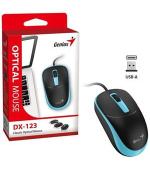 Genius DX-123 Myš, drátová, optická, 1200DPI, 3 tlačítka, USB, černo-modrá