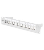 DIGITUS Modulární propojovací panel, stíněný, 12 portů, 1U, 254 mm (10 "), montáž do stojanu, šedá RAL 7035