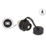 Delock Kabelový konektor USB 2.0 Typ-B ze zásuvky na zásuvku k instalaci s bajonetem ochrannou krytkou, protiprachový