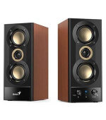 Genius SP-HF800BT, Reproduktory, 2.0, 20W, 3,5mm jack, Bluetooth 5.3, USB, dřevěné, černo-hnědé