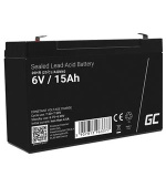Green Cell AGM VRLA 6V 15Ah maintenance-free battery for the alarm system, cash register, toys
