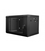 Nástěnný rack 19'' 6U 600X450mm černý flat pack