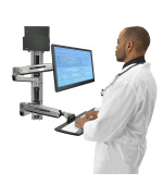 ERGOTRON LX Sit Stand Wall Mount System, Small Black CPU Holder, Polished, pracovní stanice na zeď