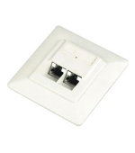 DATACOM Datová zásuvka UTP CAT5E 2xRJ45 pod omítku 45st. bílá