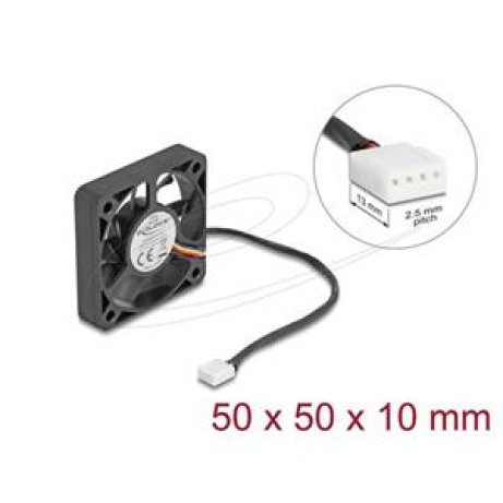 Delock Axiální ventilátor: 12 V DC, 50 x 50 x 10 mm, černý