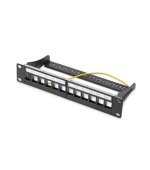 DIGITUS Modulární propojovací panel, stíněný, 12 portů, 1U, 254 mm (10 "), montáž do stojanu, černá RAL 9005