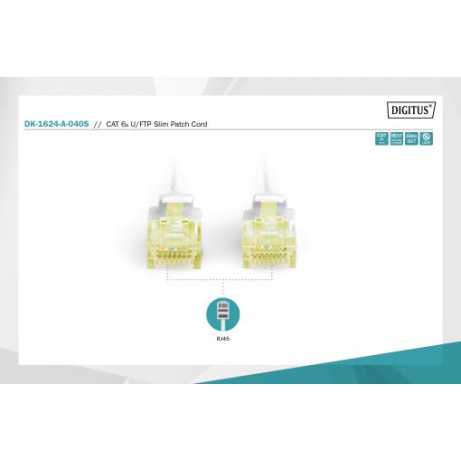 Digitus CAT 6A U-FTP Slim patch cord, Cu, LSZH AWG 28/7, length 4 m, color grey
