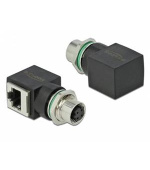 Delock Síťový adaptér M12, ze čtyřpinové D-kódované zástrčky na konektor RJ45