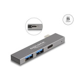 Delock 3 portový štíhlý USB Hub USB Type-C™ na 1 x USB 5 Gbps USB Type-C™ + 2 x USB 5 Gbps Typ-A