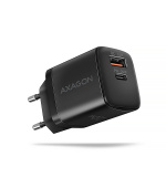 AXAGON ACU-PQ20, nabíječka do sítě 20W, 2x port (USB-A + USB-C), PD3.0/PPS/QC4+/AFC/Apple, černá