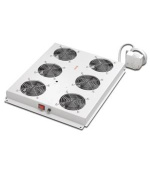 Roof cooling unit for DIGITUS server cabinets, 6 Fans, Switch, Thermostat, 828m3 air circ./h Color grey RAL 7035