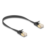 Delock Síťový kabel RJ45 Cat.6A, ze zástrčky na zástrčku,s robustní západkou a hrubým plochým kabelem Cat.7,U/FTP, 0,3 m