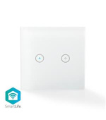 Nedis WIFIWS20WT - SmartLife nástěnný vypínač | Wi-Fi | Dvojitý | Nástěnný Držák | 86 mm | 86 mm | 1000 W | Android &  iOS | Bílá