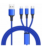 PremiumCord 3 in 1 USB kabel, 3 konektory USB typ C + micro USB + Lightning pro Apple, 1.2m