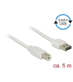 Delock Kabel EASY-USB 2.0 Typ-A samec > USB 2.0 Typ-B samec 5 m bílý