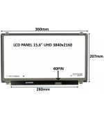 LCD PANEL 15,6" UHD 3840x2160 40PIN MATNÝ IPS / ÚCHYTY NAHOŘE A DOLE