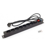 19",7xCZ zás.vypínač,bleskojistka, 2m,RAL9005,FLEX