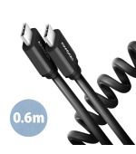 AXAGON BUCM-CM10TB, TWISTER kabel USB-C <-> USB-C, 0.6m, USB 2.0, PD 60W 3A, ALU, tpe, černý