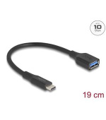 Delock Adaptér USB 10 Gbps, ze zástrčky USB Type-C™ na zásuvku Typ-A, délky 19 cm 60 W QC 3.0 černá