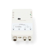 Nedis SAMP42222WT - Anténní zesilovač CATV | Zesílení: 25 dB | 47 - 694 MHz| Počet výstupů: 2 | Ovládání zesílení | Bílá