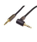 PremiumCord HQ stíněný kabel stereo Jack 3.5mm - Jack 3.5mm zahnutý 90° 1,5m