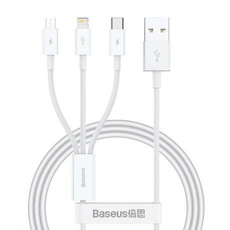 Baseus Superior Series Fast Charging Datový Kabel USB-A - USB-C/microUSB/Lightning 3.5A 0.5m Stellar
