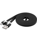 PremiumCord Kabel micro USB 2.0, A-B 2m, plochý PVC kabel, černý