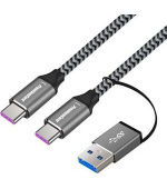 PremiumCord USB-C kabel ( USB 3.2 GEN 2, 5A, 100W, 20Gbit/s ) bavlněný oplet, 2m