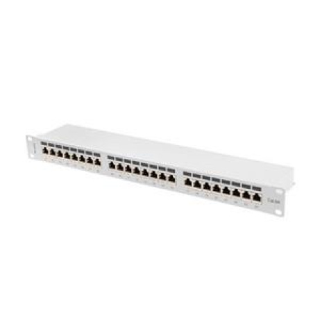 LANBERG PATCH PANEL 24 PORTŮ 1U 19" CAT.6A FTP STÍNĚNÝ ŠEDÝ