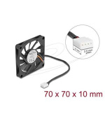 Delock Axiální ventilátor: 12 V DC, 70 x 70 x 10 mm, černý