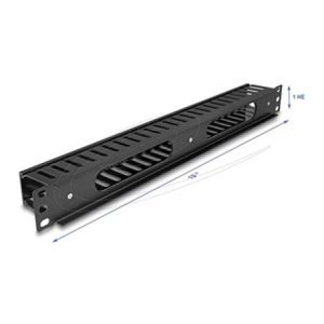 Delock 19” Management panel pro správu kabelů, se 2 otvory, 1U, kov / plast, černý