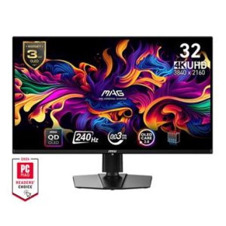 MSI MAG 321UPX QD-OLED gaming monitor 31,5" QD-OLED/UHD/240Hz/0,03ms/2xHDMI/DP/USB-C/Výšk.nast./Pivot/černá