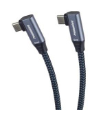 PremiumCord USB-C 2x zahnutý kabel ( USB 3.2 GEN 2x2, 5A, 100W, 20Gbit/s ) bavlněný oplet, 1m