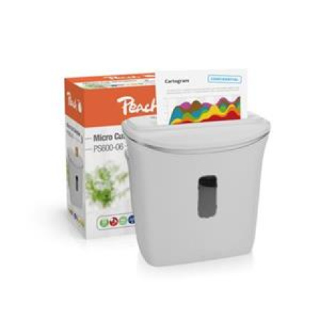 PEACH skartovač Micro Cut PS600-06, P-,5 65dB, 4 listy, autostart, 12 L koš