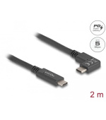 Delock Kabel USB 5 Gbps, ze zástrčky USB Type-C™ na zástrčky USB Type-C™, pravoúhlý levý / pravý 2 m 4K PD 60 W