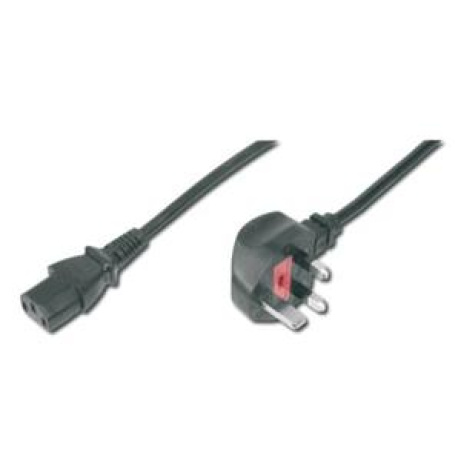 Digitus Napájecí kabel, zástrčka UK, úhlová 90 ° - C13 M / F, 1,8 m, H05VV-F3G 0,75qmm, pojistka 5A, černá