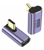 PremiumCord zahnutý 90° Adaptér USB-C Female - USB-C Male 40Gbps Aluminium