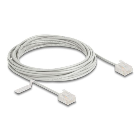 Delock Síťový kabel rozhraní RJ45 Cat.6, UTP Ultra Slim, 5 m, šedá s krátkými zástrčkami