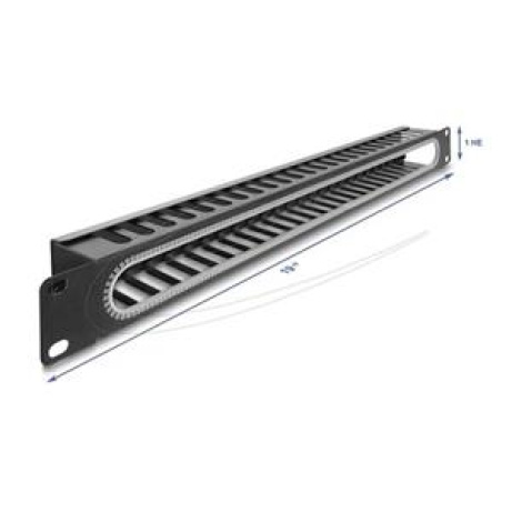 Delock 19” Routing panel k vedení kabelů, s otvorem a ochranou okraje, 1U, černý