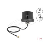 Delock WiFi 7 Anténa RP-SMA samec 3,1 - 3,5 dBi všesměrová, připojovací kabel ULA100 1 m střešní montáž venkovní černá