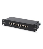 Digitus CAT 5e, patch panel třídy D, stíněný, 8 portů RJ45 8P8C, LSA, 1U, 254 mm (10 "), montáž do stojanu, bl RAL 9005