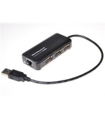 AVACOM MicroConnect USB2.0 HUB 3-portový + Ethernet 10/100Mbps, bez ext. napájení, černý