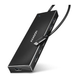 AXAGON HUE-F7C, 7x USB 3.2 Gen 1 ALU FLAT CHARGING hub, micro USB napájecí konektor, kabel USB-C 30cm