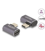 Delock USB Adaptér 40 Gbps USB Type-C™ PD 3.0 100 W samec na samice pravoúhlý levý / pravý 8K 60 Hz kovová