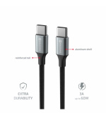 SWISSTEN DATOVÝ KABEL TEXTILE II USB-C / USB-C 1,5 M ČERNÝ