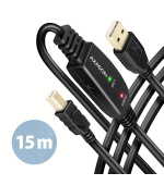 AXAGON ADR-215B, USB 2.0 A-M -> B-M aktivní propojovací / repeater kabel, 15m