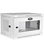 Skříň SmartRack 6U, Š=600mm, Hl=450mm, hloubka pro přepínače, prosklené dveře, montáž na stěnu, bílá